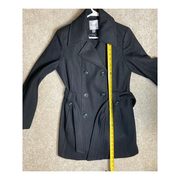 Womens Wool and Polyester Blend Croft  Barrow Coat Jacket Black Size S with Belt - Picture 3 of 8